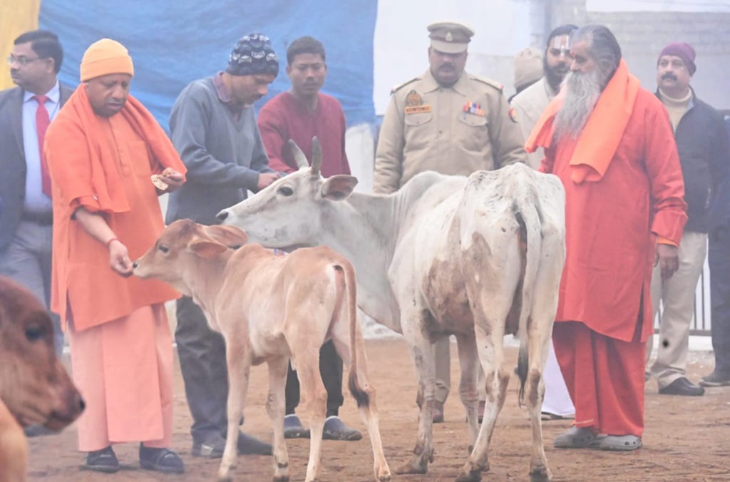 गोरखनाथ मंदिर में सीएम योगी ने गौ सेवा कर दिखाया सनातन संस्कृति का आदर्श