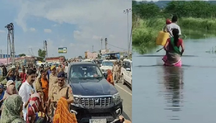 फर्रूखाबाद में बाढ़ से परेशान महिलाओं का मंत्री के सामने विरोध, 24 जिलों में अलर्ट