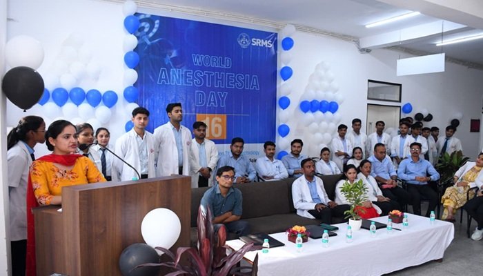 SRMS में स्‍टूडेंट्स ने मनाया विश्‍व एनेस्थीसिया दिवस