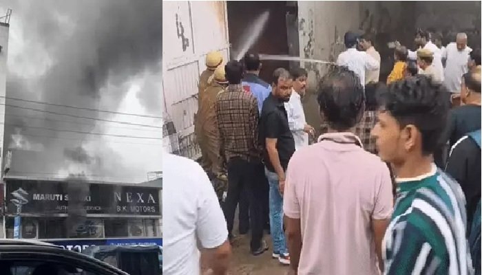 लखनऊ में कार सर्विस सेंटर में लगी भीषण आग, छह कारों के जलने की खबर 