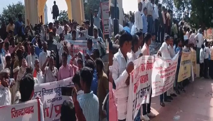 लखनऊ में UP के सभी 17 नगर निगम के कर्मचारियों का प्रदर्शन, दी बड़े आंदोलन की चेतावनी 
