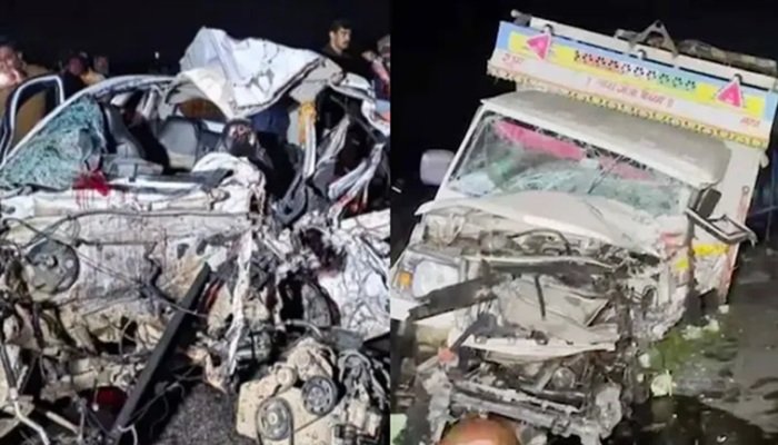 संभल में कार और पिकअप की आपस में भीषण टक्कर, एक ही परिवार के छह लोगों की मौत