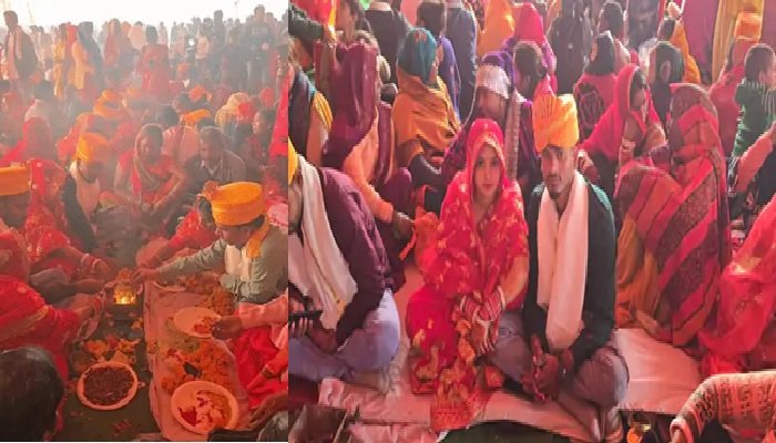 लखनऊ में 409 जोड़ों का सामूहिक विवाह, 401 ने लिए सात फेरे; 8 मुस्लिम जोड़ों ने पढ़ा निकाह