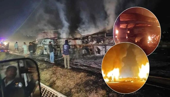 कर्नाटक में लॉरी से टक्कर के बाद हादसा, स्लीपर बस में आग लगने से 10 यात्री जिंदा जले