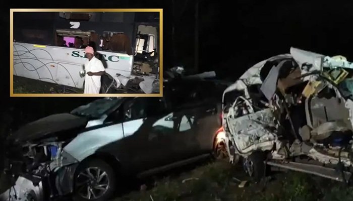 तमिलनाडु में टायर फटने से अनियंत्रित बस ने दो कारें कुचलीं, हादसे में नौ लोगों की मौत