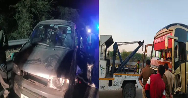 यमुना एक्सप्रेस-वे पर बस-कार की भिड़ंत, होली मनाने जा रहे पति-पत्नी समेत छह लोगों की मौत