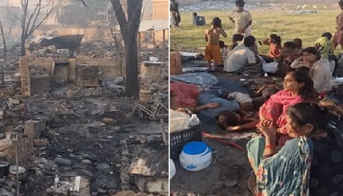 लखनऊ अग्निकांड में 250 परिवार बेघर, दो बहनें जिंदा जलीं; राख के ढेर देख रो रहीं महिलाएं