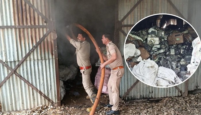 बरेली में बिजली गोदाम में लगी भीषण आग, हजारों मीटर जलकर हुए खाक