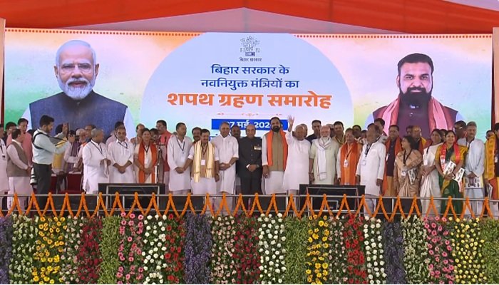 बिहार में सम्राट कैबिनेट का विस्‍तार, नीतीश कुमार के बेटे समेत बने 32 मंत्री