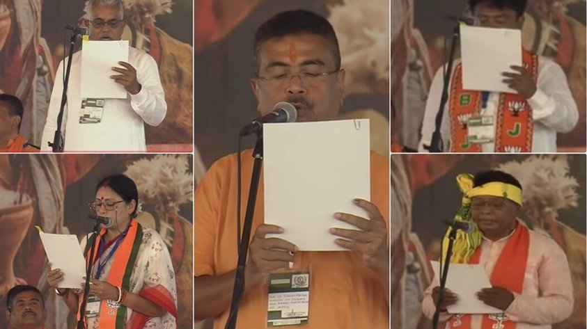 बंगाल में भाजपा के पहले मुख्यमंत्री बने सुवेंदु अधिकारी, दिलीप घोष समेत चार विधायक बने मंत्री बने