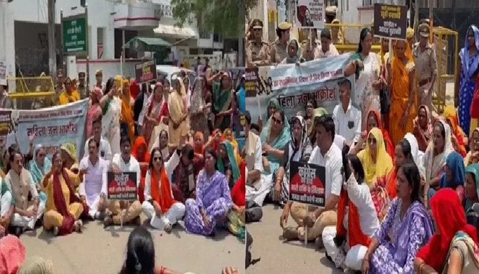 सरोजनी नगर विधायक राजेश्वर सिंह के समर्थक सड़क पर उतरे, ‘अखिलेश-राहुल मुर्दाबाद’ के लगाए नारे