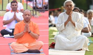 सीएम योगी ने झांसी के किले में किया योग, राजभवन में राज्‍यपाल ने किए योगासन