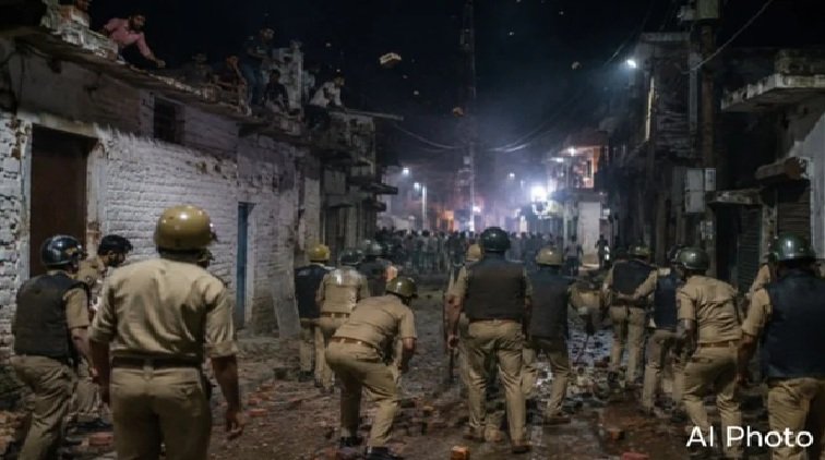 प्रयागराज में ताजिया के रास्ते पर बवाल, महिलाओं-बच्चों ने पुलिस पर किया पथराव
