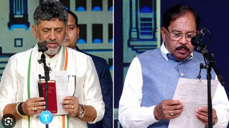 डीके शिवकुमार बने कर्नाटक सीएम, जी परमेश्वर ने ली उप मुख्यमंत्री पद की शपथ