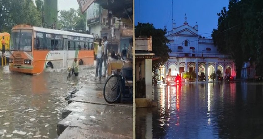यूपी में मानसूनी कहर: सड़कें धंसीं, मंदिर डूबे, अस्पताल में घुसा पानी; 20 शहरों में बारिश