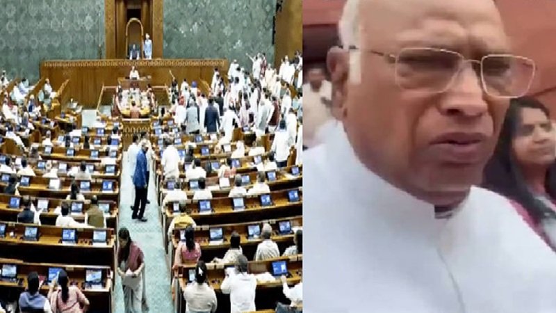 संसद में चढ़ावा चोरी और पेपर लीक को लेकर हंगामा, खड़गे बोले- लाठीचार्ज से बच्चों की आवाज दबा रही सरकार