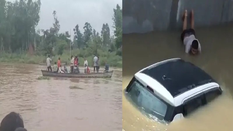 यूपी के पांच शहरों में बारिश, खेत में निकला 10 फीट का मगरमच्छ; 33 जिलों में अलर्ट