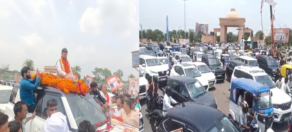 लखनऊ में भाजयुमो यूपी अध्यक्ष का शक्ति प्रदर्शन, घंटों जाम में फंसे रहे लोग